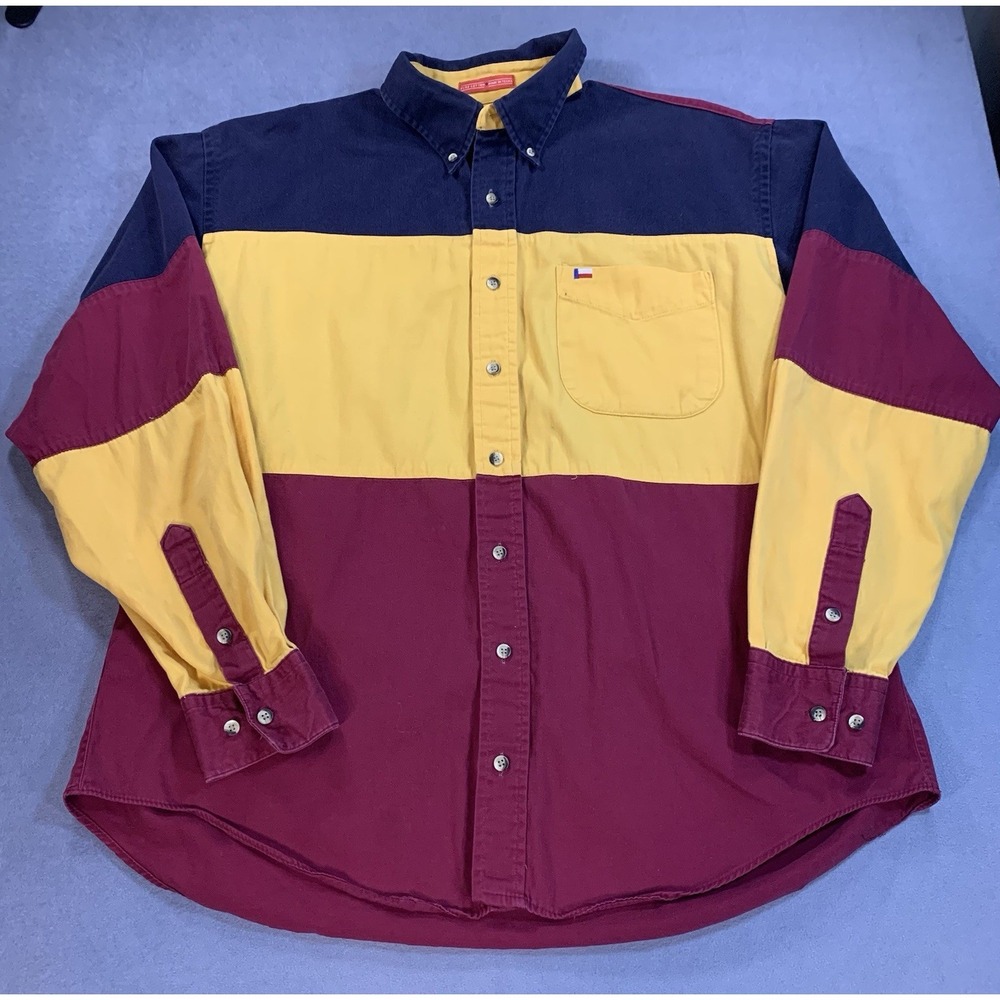 Vintage Texas Cotton Western Color Block Button Up Long Sleeve Shirt Men's M/L